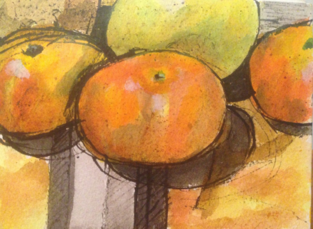 Oranges and Lemons - acrylic ink drawing