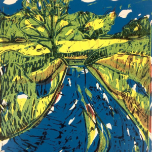 Lane Near Stiffkey - Linocut