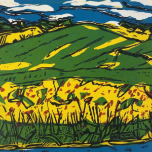 Field Near Stiffkey - Linocut