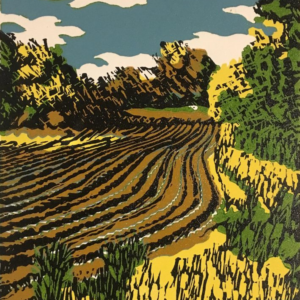 Ploughed Field, North Norfolk - Linocut